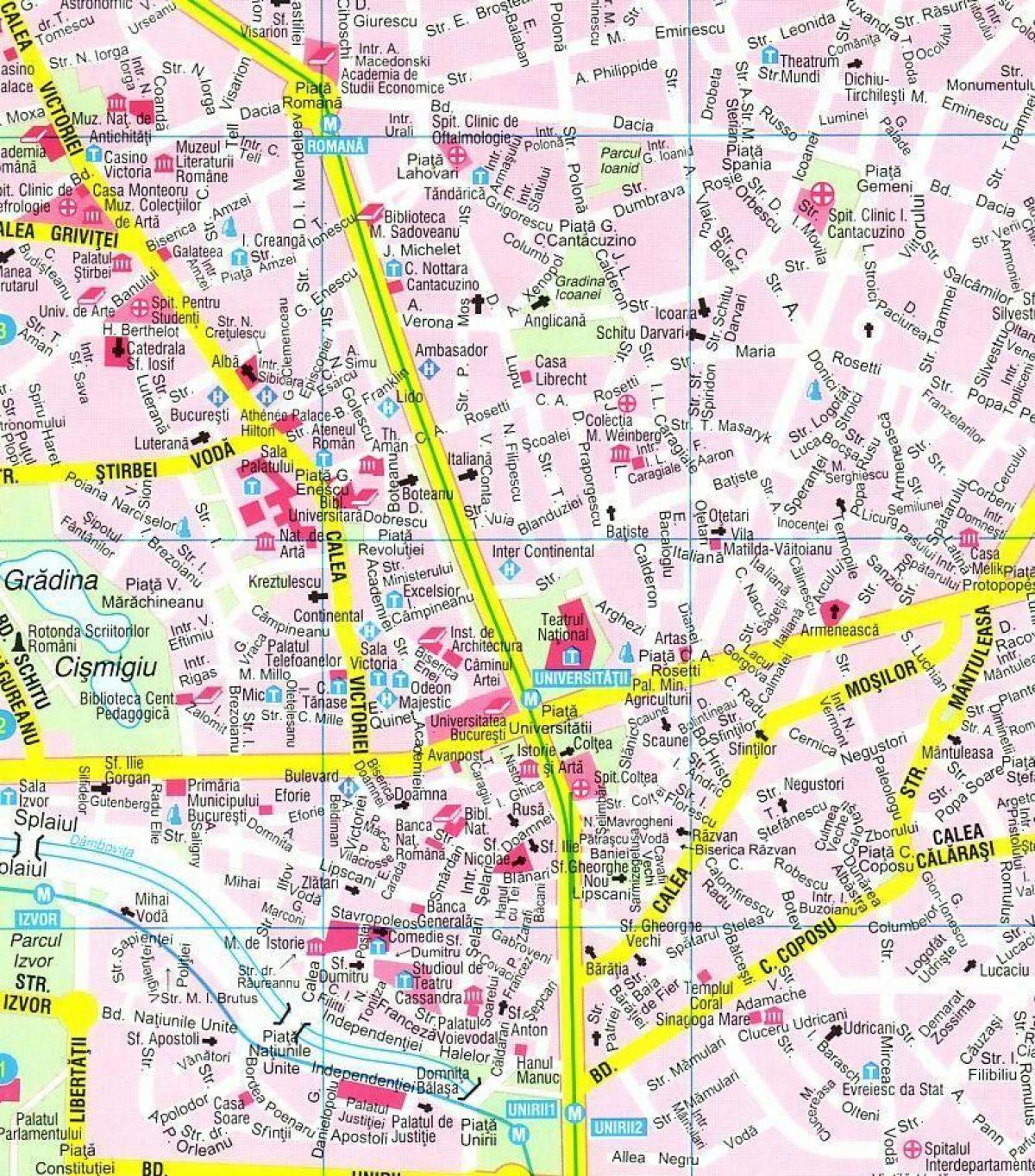 карта на центъра на Букурещ 