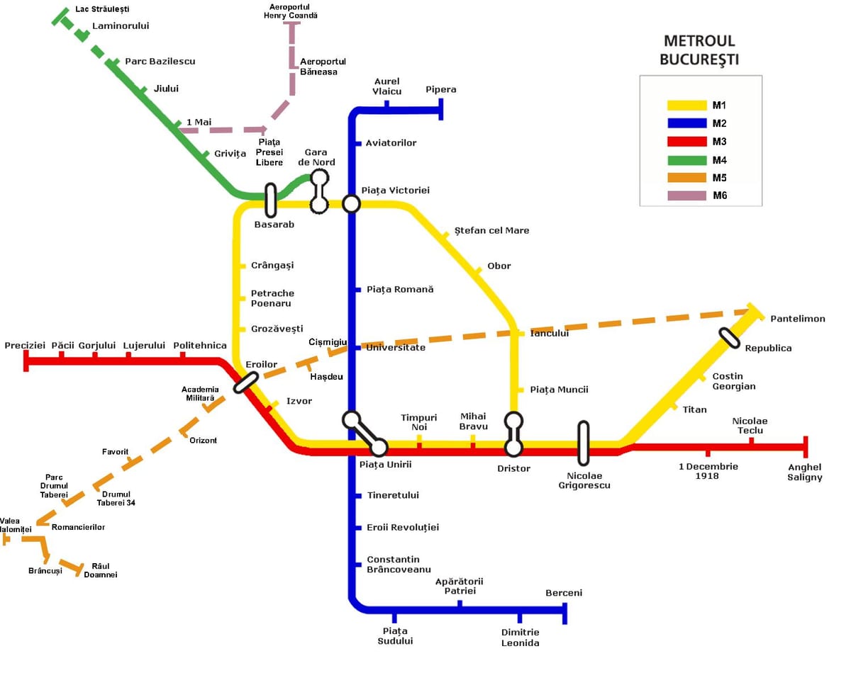 карта на метрото на Букурещ, Румъния